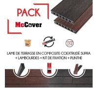 PACK lame de terrasse composite coextrudé Supra avec ACCESSOIRES 3600 x 145 x 23 mm - L: 360 cm - l: 14.5 cm - E: 23 mm - Charbon