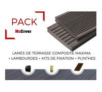 PACK lame de terrasse composite Maxima ACCESSOIRES 3600 mm - L: 360 cm - l: 14 cm - E: 22 mm - Brun rouge
