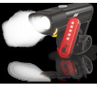 Pack lampes vélo AV/AR rechargeables. Boitier AV en aluminium. G
