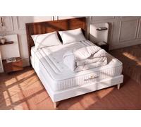 Ensemble sommier matelas 140x200 - LANCASTER - Mémoire de forme - Ressorts ensachés - Ferme - 2 oreillers