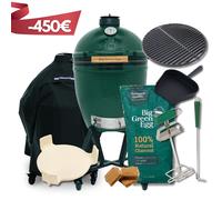 Pack LARGE Gril avec l'Egg Large, le chariot à roulettes, 6 accessoires et consommables & le conveggtor