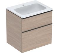 Pack lavabo slim 60 cm avec meuble Geberit iCon 2 tiroirs et siphon Chêne - GEBERIT 502.335.JH.1