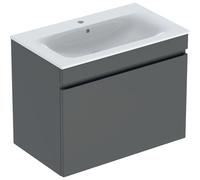 Pack lavabo slim 80 cm avc meuble Geberit Renova Plan 1T 1T à l'angl. Gris vel. - GEBERIT 501.916.JK.1