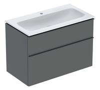 Pack lavabo slim 90 cm avec meuble Geberit iCon 2 tiroirs et siphon Gris velouté - GEBERIT 502.337.JK.1
