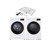 Pack Lave-linge F94N15WHS 9 kg 1400 tr/min + Sèche-linge LG RH8N15WH 8 kg Pompe à Chaleur + Kit de superposition WPRO SKP101