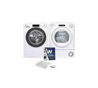 Pack lave linge frontal 10kg 1400trs/min + sèche-linge frontal 10kg pompe à chaleur + kit de superposition