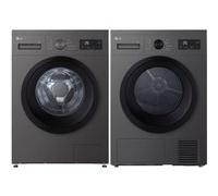 PACK Lave-linge hublot LG 9kg 1400trs/min + Sèche-linge Pompe à chaleur 8kg Gris
