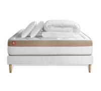Pack LE COSY 140 x 200 cm sommier kit Blanc - 30cm - Mmoire de forme - Confort durable - Sommier kit Blanc - Avec couette et oreillers
