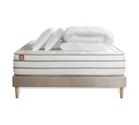 Pack LE DOUILLET 140 x 190 cm sommier kit Beige - 26cm - Mmoire de forme - Matriaux co-responsable - Sommier kit Beige - Avec couette et oreillers