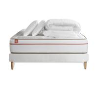Pack LE PAISIBLE 160 x 200 cm sommier kit Blanc - 24cm - Mmoire de forme - Matriaux co-responsable - Sommier kit Blanc - Avec couette et oreillers
