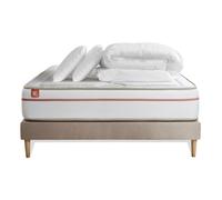 Pack LE PAISIBLE 180 x 200 cm sommier kit Beige - 24cm - Mmoire de forme - Matriaux co-responsable - Sommier kit Beige - Avec couette et oreillers