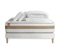 Pack LE RAFFIN 140 x 190 cm sommier kit Blanc - 26cm - Ressorts ensachs et mmoire de forme - Confort haut de gamme, impact rduit. - Sommier kit Blanc - Avec couette et oreillers