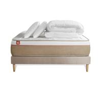Pack LE SOYEUX 140 x 200 cm sommier Beige - 24cm - Ressorts ensachs et mmoire de forme - Equilibr - Sommier Tapissier Beige - Avec couette et oreillers