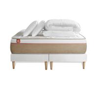 Pack LE SOYEUX 160 x 200 cm double sommiers Blanc - 24cm - Ressorts ensachs et mmoire de forme - Equilibr - Double Sommiers Blanc - Avec couette et oreillers