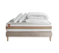 Pack LE TENDRE 140 x 190 cm sommier kit Beige - 28cm - Ressorts ensachs et mmoire de forme - Enveloppant - Sommier kit Beige - Avec couette et oreillers