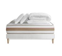 Pack LE TENDRE 140 x 200 cm sommier Blanc - 28cm - Ressorts ensachs et mmoire de forme - Enveloppant - Sommier Tapissier Blanc - Avec couette et oreillers