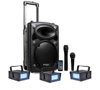 PACK LED IBIZA PORT10VHF-BT Karaoké mobile 500W USB/MP3 +3 Mini strobes Lytor