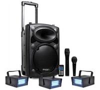 Enceinte Active DJ IBIZA PORT10VHF-BT Karaoké mobile 500W USB/MP3 +3 Mini strobes Lytor, SONO DJ PA FETE SOIREE