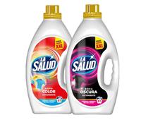 Pack Lessive La Salud Linge Foncé et Linge Couleur 8L | 2 Bidons de 4L | Gel Lessive Liquide pour Machine à Laver | Vêtements Noirs, Foncés et de Couleur