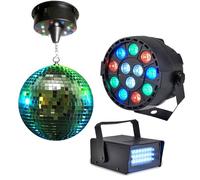 pack light boule à facettes 20cm + mini strobe + par-mini-rgbw