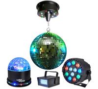 pack light boule à facettes 20cm + mini strobe + sunmagic + par-mini-rgbw