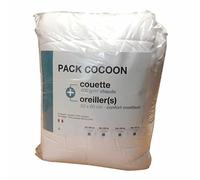 BigBuy Outdoor Pack linge de lit Microfibre – Couette chaude 140x200 cm + Oreiller 60x60 cm blanc