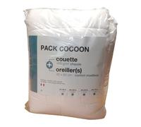 Pack linge de lit Microfibre - 1 Couette chaude 200x200 cm + 2 Oreillers 60x60 cm blanc