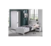 GASTON - Pack Lit 90x200cm + Chevet + Armoire 2 Portes - Altobuy Blanc