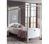 Pack - Lit à Baldaquin Enfant & Sommier ""Amori"" 90x200cm Blanc