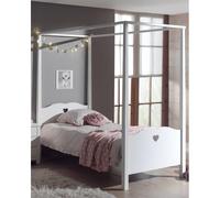 Pack - Lit à Baldaquin Enfant & Sommier "Amori" 90x200cm Blanc