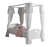 Pack - Lit à Baldaquin Enfant, Voile & Tiroir "Amori" 90x200cm Blanc