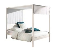 Pack - Lit à Baldaquin & Voile "Pino" 140x200cm Blanc