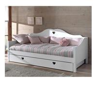 Pack - Lit Banc Enfant, Sommier & Tiroir ""Amori"" 90x200cm Blanc