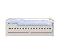 Pack Lit Banquette Gigogne Avec 2 Matelas Bois Massif Alma Blanc 90X200