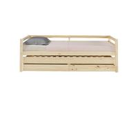 Pack Lit Banquette Gigogne Avec 2 Matelas Bois Massif Alma Bois Naturel 90X200
