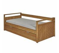 Pack Lit Banquette Gigogne Avec Matelas Bois Massif Ivy Bois 90X190