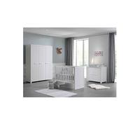 GASTON - Pack Lit Bébé 60x120cm + Commode + Armoire 3P - Altobuy Blanc