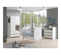 Pack - Lit Bébé 60x120cm, Commode, Plan à Langer & Armoire 2 Portes "Kiddy" Blan