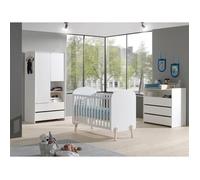Pack - Lit Bébé 60x120cm Commode Plan à Langer & Armoire 2 Portes ""Kiddy"" Blanc