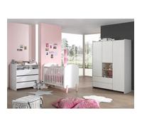 Pack - Lit Bébé 60x120cm Commode Plan à Langer & Armoire ""Kiddy"" Blanc