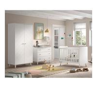 Pack - Lit Bébé, Armoire & Commode "Billy" 60x120cm Blanc