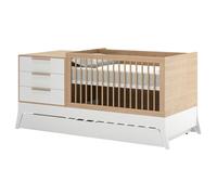 Pack lit bébé combiné et évolutif avec matelas 70x140 cm blanc et bois