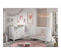 Amori Blanc Lit Bébé 60x120cm Commode plan à langer Marron G