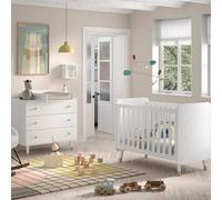 Pack - Lit Bébé, Commode & Plan à Langer "Billy" 60x120cm Blanc
