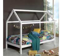 Pack - Lit Cabane Enfant & Matelas "Dallas" 90x200cm Blanc