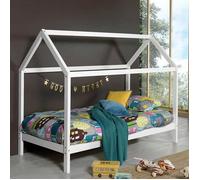 Pack - Lit Cabane Enfant & Matelas ""Dallas"" 90x200cm Blanc