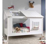 Vipack Lit cabane enfant avec sommier Housebed II 90x200 cm Blanc