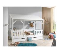 Pack - Lit Cabane Enfant & Tiroir "Housebed III" 90x200cm Blanc