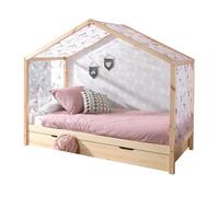 Vipack Dallas Lit Zh 90x200cm Naturel + Tente Textile Papillon + Lit Gigogne