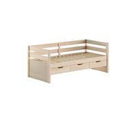 Pack - Lit Capitaine & 3 Tiroirs "Margrit" 90x200cm Naturel